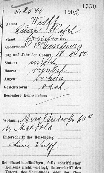 Passantrag von Lucie Wulff (Ausschnitt) Passantrag von Lucie Wulff (Ausschnitt)